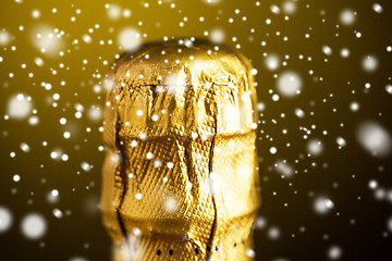 Image showing close up of champagne bottle cork wrapped in foil