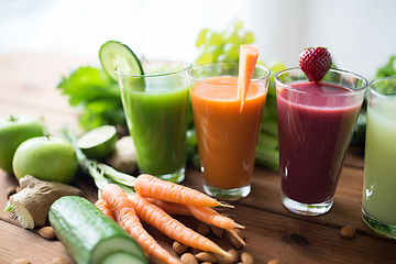 Image showing glasses with different fruit or vegetable juices