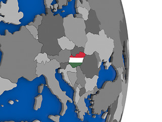 Image showing Hungary on globe with flag