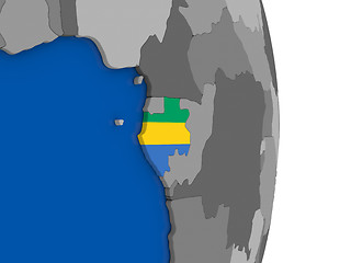 Image showing Gabon on globe with flag