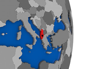 Image showing Albania on globe with flag