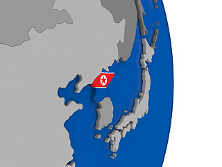 Image showing North Korea on globe with flag