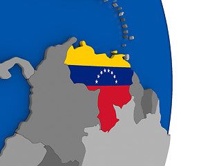 Image showing Venezuela on globe with flag