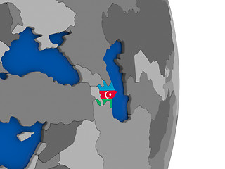 Image showing Azerbaijan on globe with flag