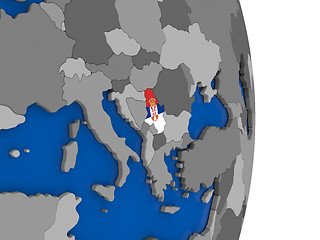 Image showing Serbia on globe with flag