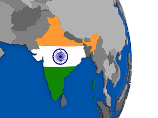 Image showing India on globe with flag