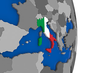 Image showing Italy on globe with flag