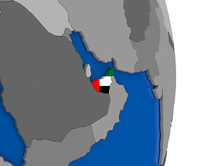 Image showing United Arab Emirates on globe with flag