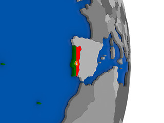 Image showing Portugal on globe with flag