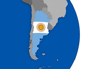 Image showing Argentina on globe with flag