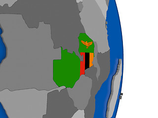 Image showing Zambia on globe with flag