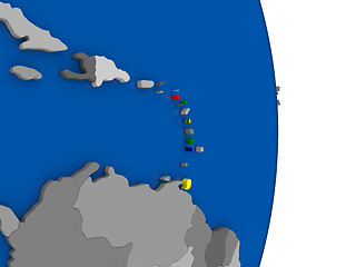 Image showing Caribbean on globe with flag