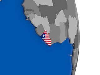 Image showing Liberia on globe with flag