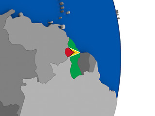 Image showing Guyana on globe with flag