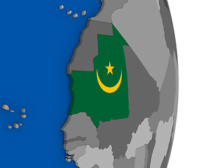 Image showing Mauritania on globe with flag