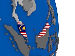 Image showing Malaysia on globe with flag