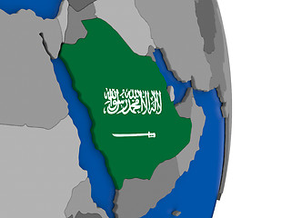 Image showing Saudi Arabia on globe with flag