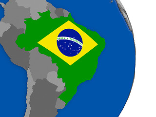 Image showing Brazil on globe with flag