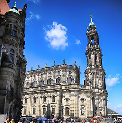 Image showing DRESDEN, GERMANY – AUGUST 13, 2016: Tourists walk and visit on