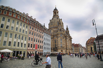 Image showing DRESDEN, GERMANY – AUGUST 13, 2016: People walk on Neumarkt Sq