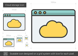 Image showing Cloud storage line icon.