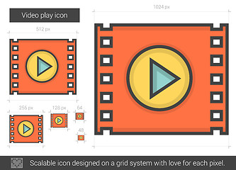 Image showing Video play line icon.