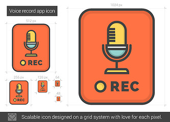 Image showing Voice record app line icon.