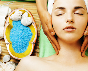 Image showing stock photo attractive lady getting spa treatment in salon