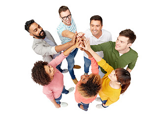 Image showing international group of people making high five