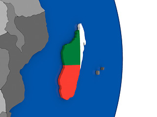 Image showing Madagascar on globe with flag