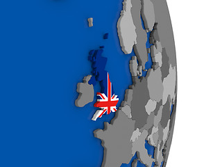 Image showing United Kingdom on globe with flag