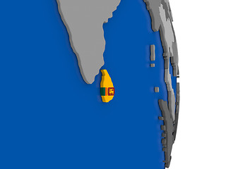 Image showing Sri Lanka on globe with flag