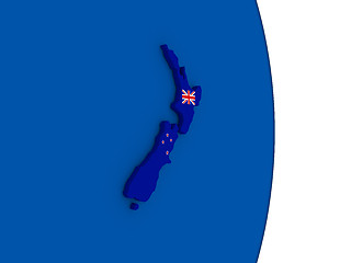 Image showing New Zealand on globe with flag