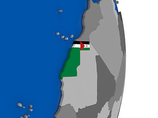 Image showing Western Sahara on globe with flag