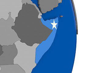 Image showing Somalia on globe with flag