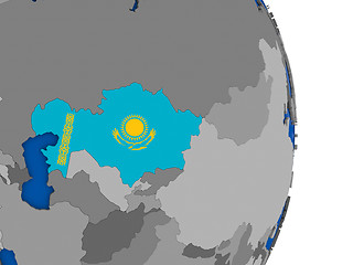 Image showing Kazakhstan on globe with flag