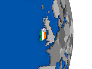 Image showing Ireland on globe with flag