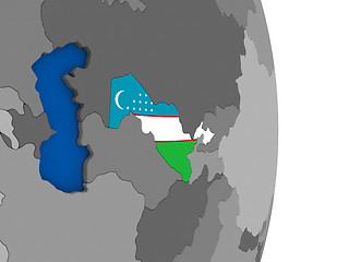 Image showing Uzbekistan on globe with flag