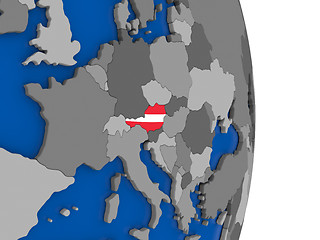 Image showing Austria on globe with flag