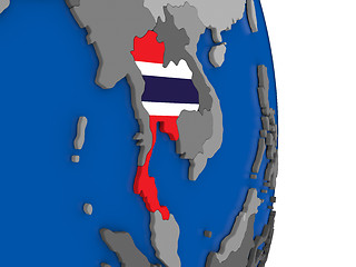 Image showing Thailand on globe with flag