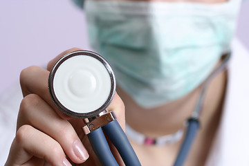 Image showing Young doctor with stethoscope.