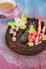 Image showing Cake on color background