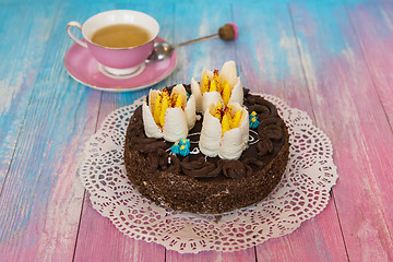 Image showing Cake on color background