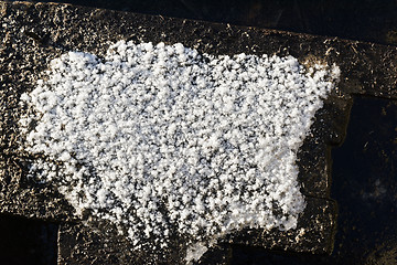 Image showing Hoarfrost on wooden background