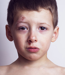 Image showing Little boy whipped close up, isolated