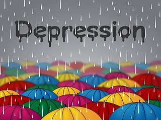 Image showing Depression Rain Indicates Lost Hope And Anxiety