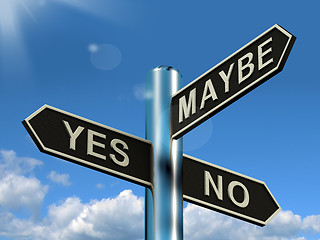 Image showing Yes No Maybe Signpost Shows Voting Decision Or Evaluation