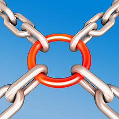 Image showing Red Chain Link Shows Strength Security