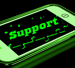 Image showing Support On Smartphone Shows Service Instructions