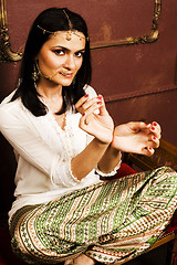 Image showing portrait of beauty sensual young woman in oriental style in luxury room, pakistani people concept